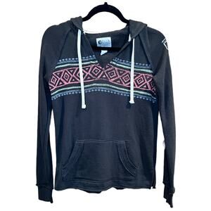 BILLABONG Dark Gray Hoodie Pullover with Tribal Design Women’s‎ Small (c-68)